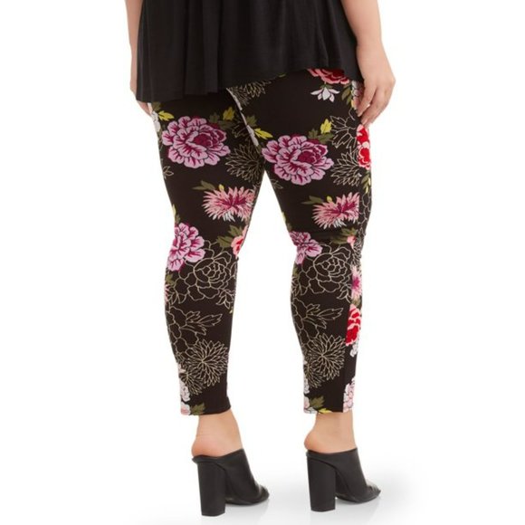 Terra & Sky Floral Peony Women's Plus Size Full Length Super Soft Jeggings 1X - Picture 15 of 15